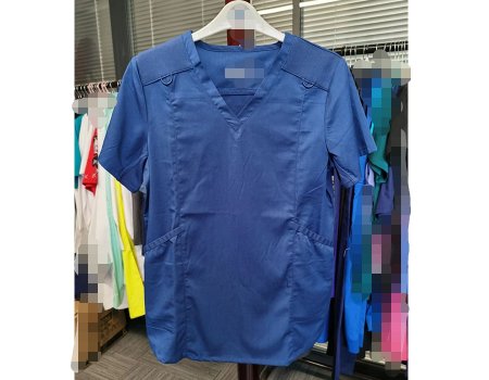 Medical Scrub Top in Poly-rayon with Rib Panels