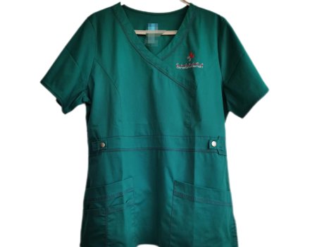 Nurse Mock Wrap Scrub Top with Embroidered Logo 